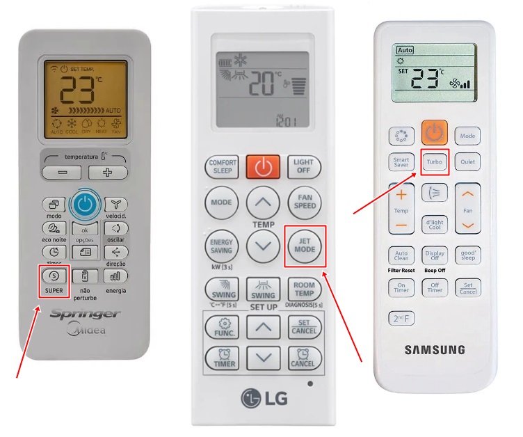 O que significa COOL no Controle remoto do Ar condicionado? 